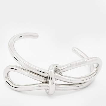 Pre Owned Balenciaga Silver Tone Boucle Knot Bracelet 