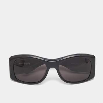 Pre Owned Balenciaga Black Rectangular Sunglasses
