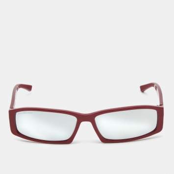 Pre Owned Balenciaga Red Mirror Rectangular Sunglasses