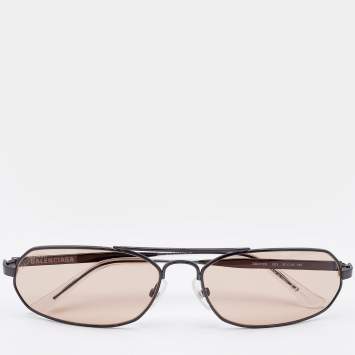 Pre Owned Balenciaga Gunmetal Tone/Brown BB0010S Oval Sunglasses