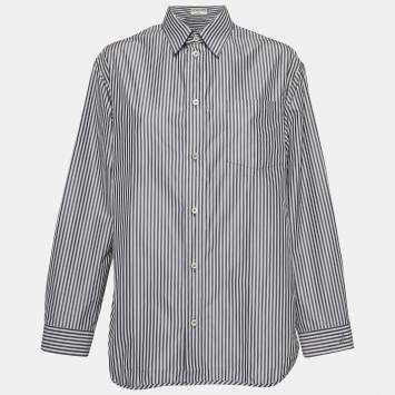 Pre Owned Balenciaga Blue Pinstripe Poplin Oversized Shirt S