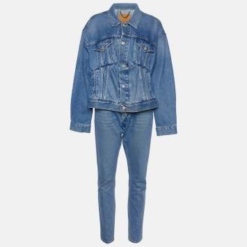 Pre Owned Balenciaga Blue Denim Jacket & Jeans Set M
