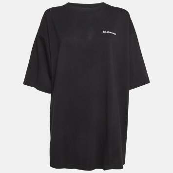 Pre Owned Balenciaga Black Cotton Jersey Oversized T-Shirt L