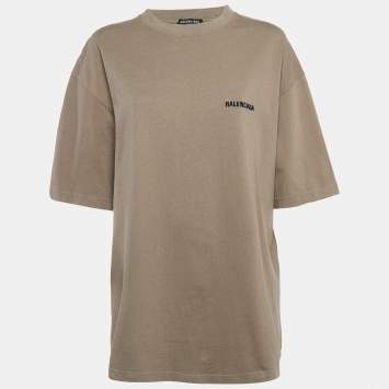 Pre Owned Balenciaga Dark Beige Cotton Knit T-Shirt L