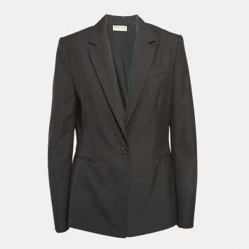 Pre Owned Balenciaga Black Wool Blend Single Breasted Blazer M