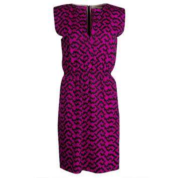 Pre Owned Balenciaga Pink Contrast Embroidered Elasticized Waist Sleeveless Dress M