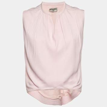Pre Owned Balenciaga Pink Crepe Sleeveless Top S