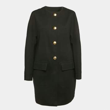 Pre Owned Balenciaga Black Stretch Cotton Single Breasted Coat M
