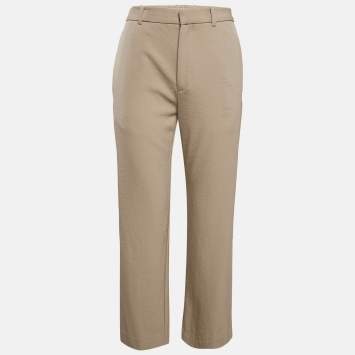 Pre Owned Balenciaga Beige Gabardine Straight-Leg Formal Trousers L