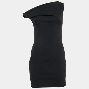 Pre Owned Balenciaga Grey Jersey Asymmetric Mini Bodycon Dress S