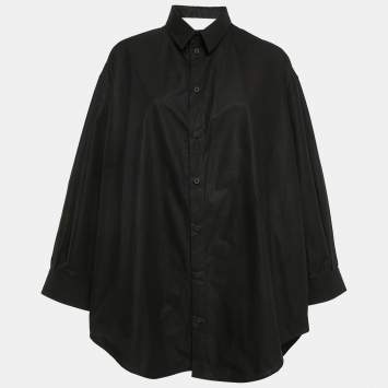 Pre Owned Balenciaga Black Cotton Suspended Shirt Dress M