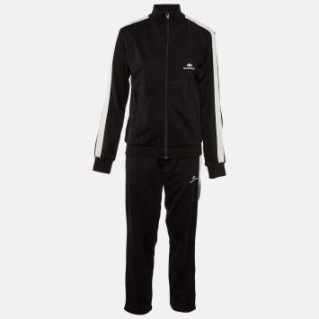 Pre Owned Balenciaga Black Jersey Zip-Up Jacket and Pants Set M