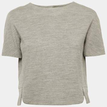 مملوكة مسبقًا Balenciaga Grey Wool Button Front Top S