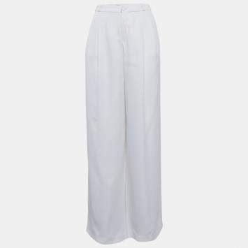 مملوكة مسبقًا Balenciaga White Silk Straight Fit Trousers M