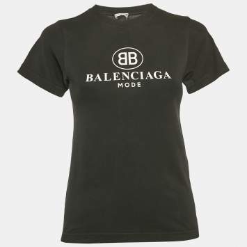 مملوكة مسبقًا Balenciaga Black Logo Print Cotton Jersey T-Shirt S