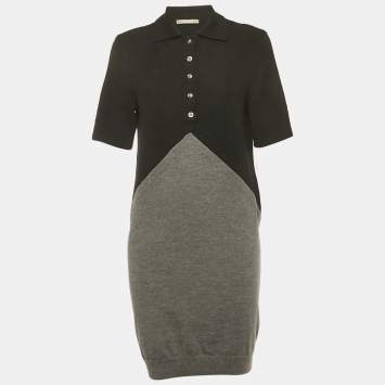 Pre Owned Balenciaga Black/Grey Knit T-Shirt Dress M