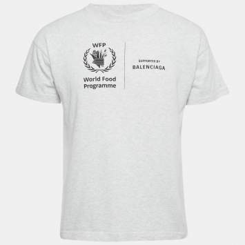 مملوكة مسبقًا Balenciaga Grey Melange WFP Print Jersey T-Shirt XS