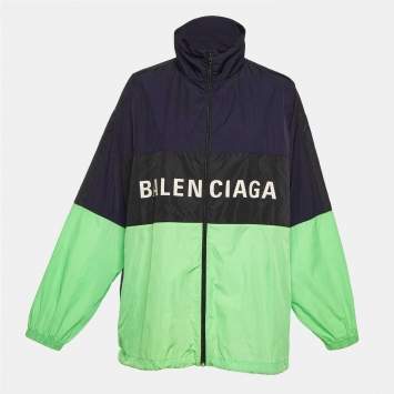 Balenciaga Blue Denim Distressed Collar Detail Oversized