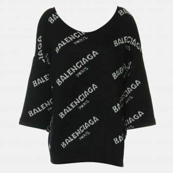 Pre Owned Balenciaga Logo Knitted Sweater FR 40