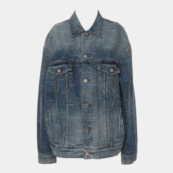 مملوكة مسبقًا Balenciaga Large Fit Logo Blue Denim Jacket S