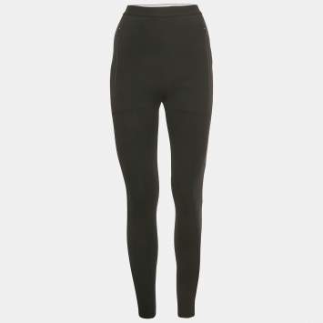 Pre Owned Balenciaga Black Logo Waist Jersey Active Leggings S