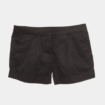 مملوكة مسبقًا Balenciaga Black Gabardine Pleated Shorts M