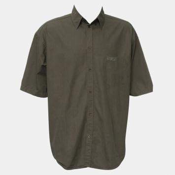 Pre Owned Balenciaga 22SS Back Flag Embroidered Green Cotton Short Sleeve Shirt