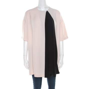 Pre Owned Balenciaga Pink and Black Inverted Pleat Detail Tunic S