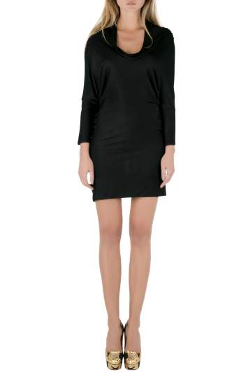 Pre Owned Balenciaga Black Stretch Knit Cowl Neck Fitted Mini Dress M