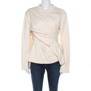 Pre Owned Balenciaga Cream Cotton Wrinkled Detail Sweatshirt M 