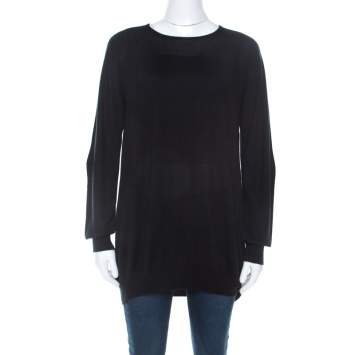 Pre Owned Balenciaga Black Cashmere Raglan Sleeve Long Sleeve Sweatshirt L