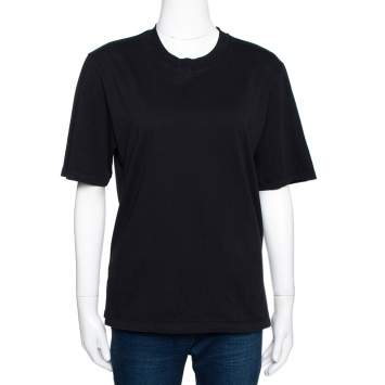 Pre Owned Balenciaga Black Rear Stamp Print Cotton Crew Neck T-Shirt L