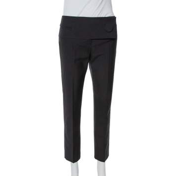 Pre Owned Balenciaga Black Wool Flap Closure Detail Tailored Pants M