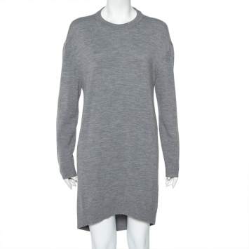 Pre Owned Balenciaga Grey Wool & Cashmere Oversized Sweater Dress M