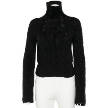 Pre Owned Balenciaga Le Dix Vintage Black Angora Wool Button Up Sweater M