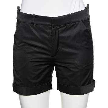 Pre Owned Balenciaga Black Synthetic Side Trim Detail Shorts S