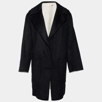 Pre Owned Balenciaga Black Wool Pocketed Button Front Coat M