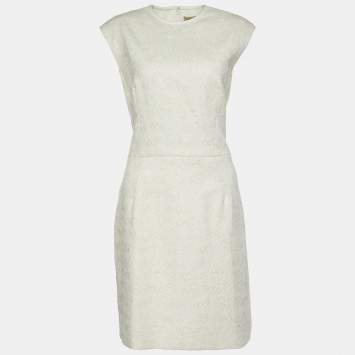 Pre Owned Balenciaga.Paris Off White Lace & Satin Sleeveless Dress L