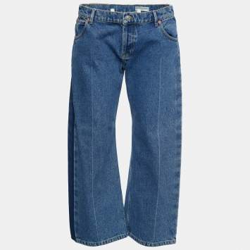 Pre Owned Balenciaga Indigo Two Tone Denim Rockabilly Jeans M 