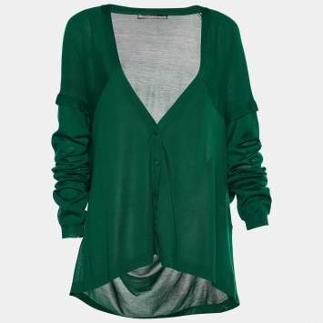 Pre Owned Balenciaga Green Knit Button Down Cardigan M
