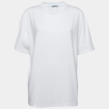 Pre Owned Balenciaga White Cotton Oversized Crewneck T-Shirt XS