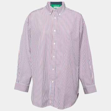 Pre Owned Balenciaga Red & Blue Striped Cotton Oversized Shirt S   