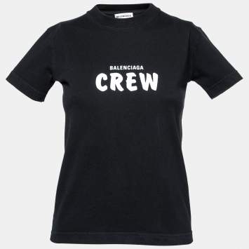 Pre Owned Balenciaga Black Logo Print Cotton Crewneck T-Shirt XS  