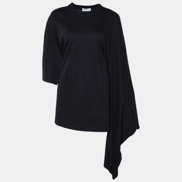 Pre Owned Balenciaga Black Cotton Knit Kimono Sleeve T-Shirt M
