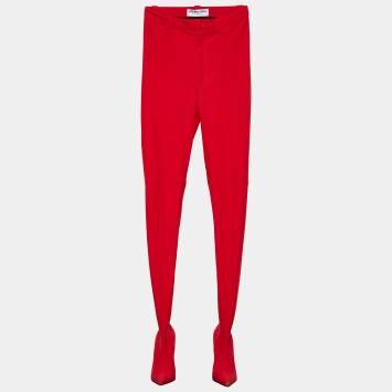 Pre Owned Balenciaga Red Stretch Skinny Pantashoes S