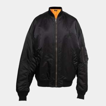 Pre Owned Balenciaga Black Synthetic Eiffel Tower Bomber Jacket XL