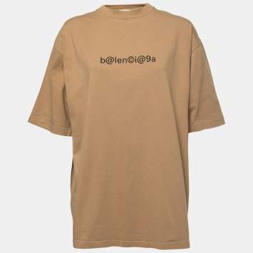 Pre Owned Balenciaga Khaki Cotton Symbolic Large-Fit T-Shirt L