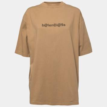 Pre Owned Balenciaga Khaki Cotton Symbolic Large-Fit T-Shirt L