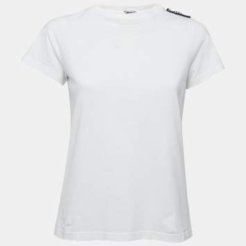 Pre Owned Balenciaga White Cotton Rose Printed T-Shirt S