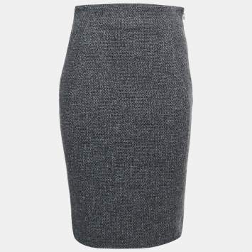 Balenciaga Grey Virgin Wool Pencil Skirt M